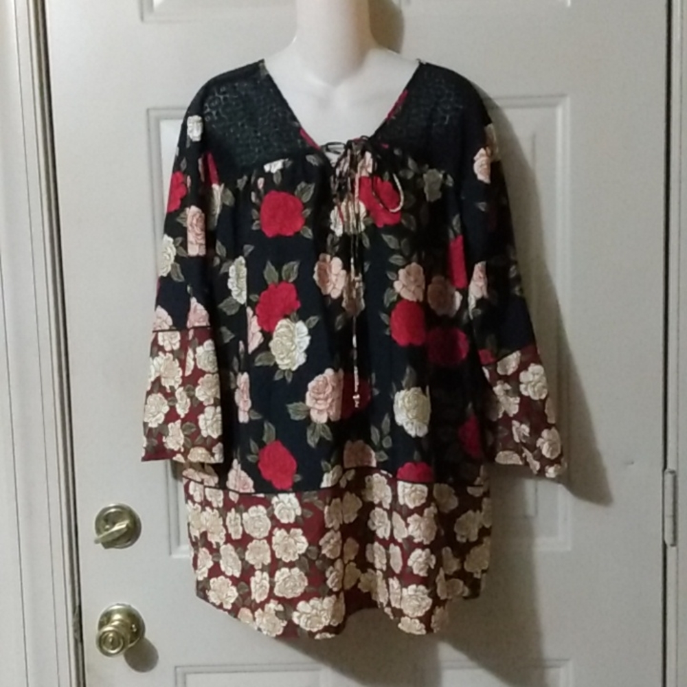 Boho plus tunic blouse nwt